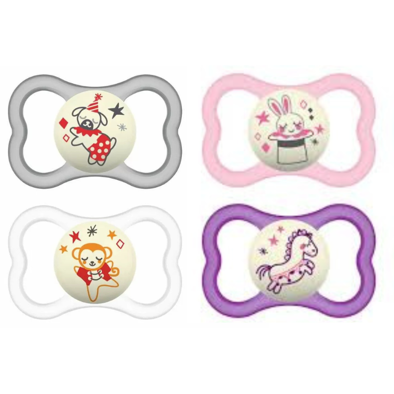 Mam Ορθοδοντικές Πιπίλες Σιλικόνης για 6-16 μηνών Air Night Νυκτός 2τμχ