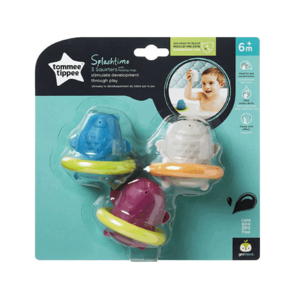 Tommee Tippee Splashtime Squirtee Bath Floats Μπουγελόφατσες για 6+ Μηνών 3τμχ