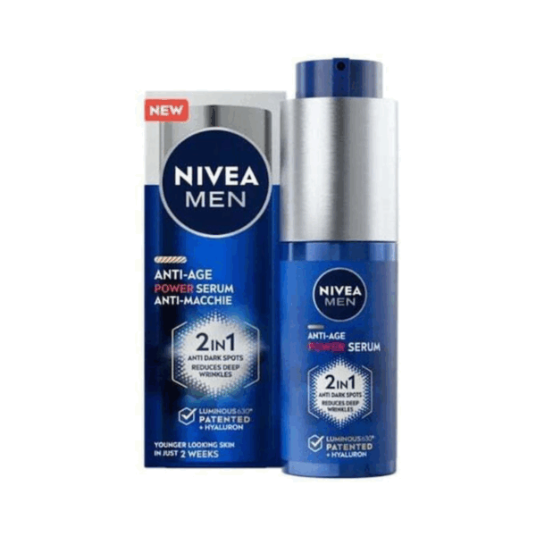 Nivea Luminous Power Men 2in1 Αντιγηραντικό Serum Προσώπου με Υαλουρονικό Οξύ για Πανάδες & Λεύκανση 30ml