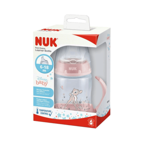 Nuk Classics First Choice Bambi Εκπαιδευτικό Μπιμπερό Πλαστικό με Λαβές Ροζ 6m+ 150ml - Image 2