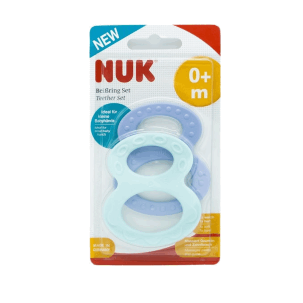 Nuk Μασητικός Κρίκος Οδοντοφυΐας από Πλαστικό για 0 m+ 2τμχ Μπλε-Πράσινο - Image 2
