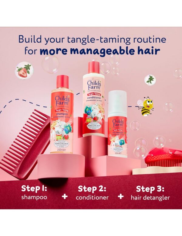 Childs Farm Παιδικό Conditioner & Αφρόλουτρο με Φράουλα / Μέντα για Εύκολο Χτένισμα σε Μορφή Gel , Ιδανικό για Μπούκλες 250ml - Image 4