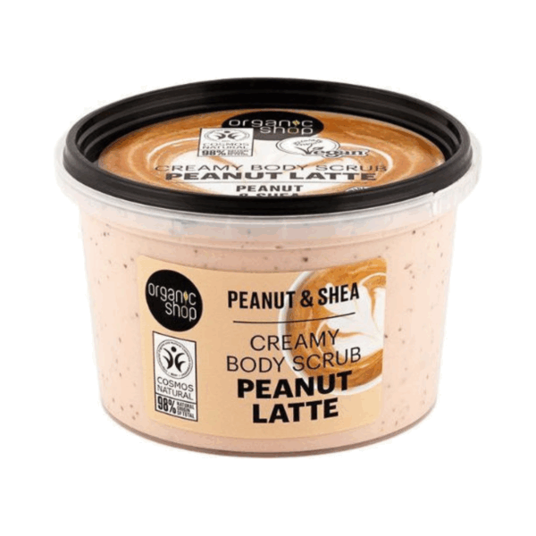 Organic Shop Peanut latte κρεμώδες scrub σώματος, Φιστίκι & Βούτυρο Καριτέ 250ml