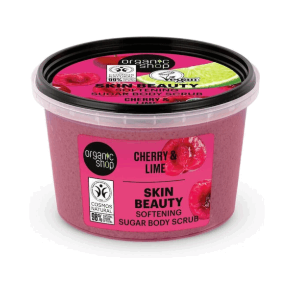 Organic Shop Scrub σώματος με ζάχαρη για απαλότητα, Κεράσι & Lime, 250ml