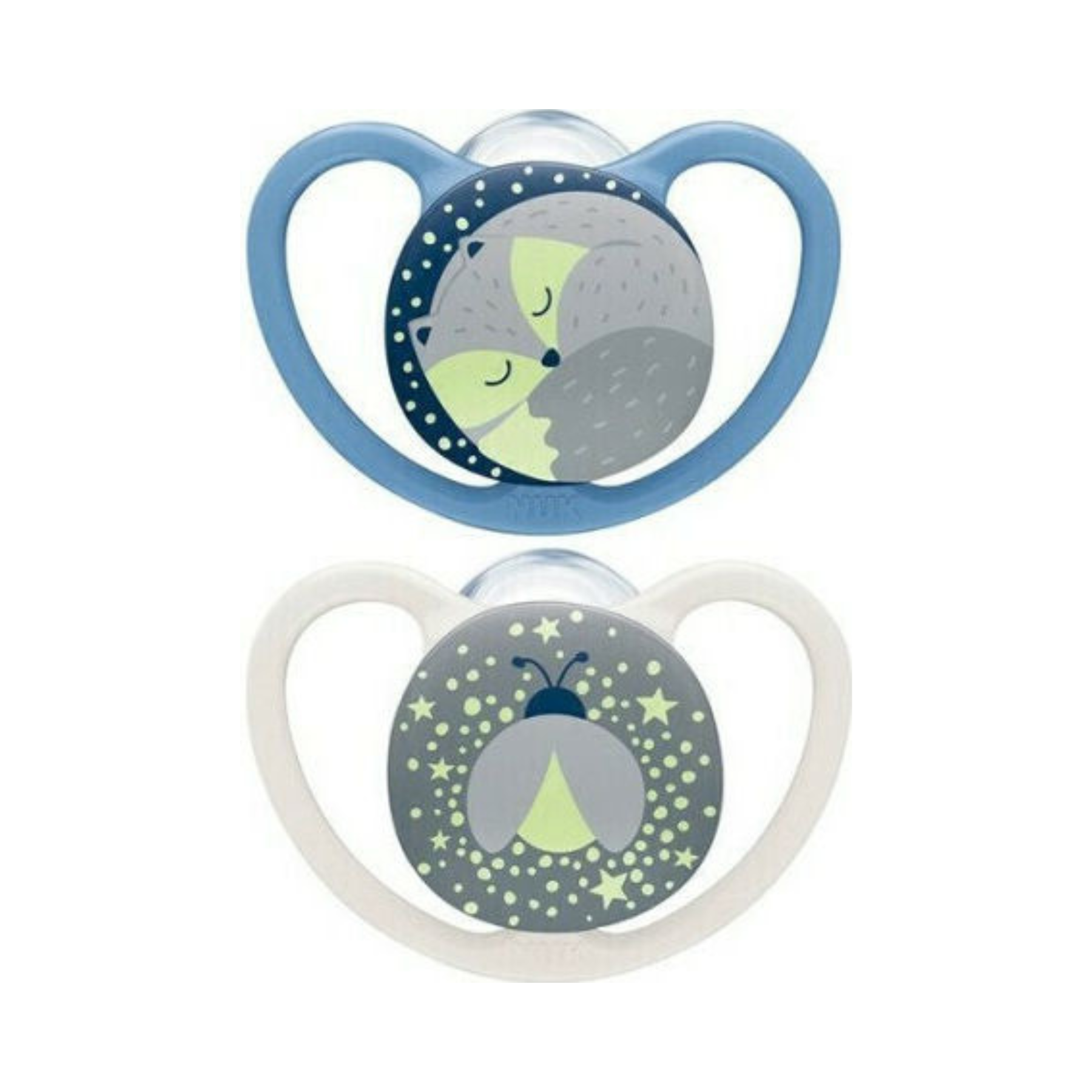Πιπίλες Nuk Ορθοδοντικές Πιπίλες Σιλικόνης για 0-6 μηνών Space με Θήκη Νυκτός