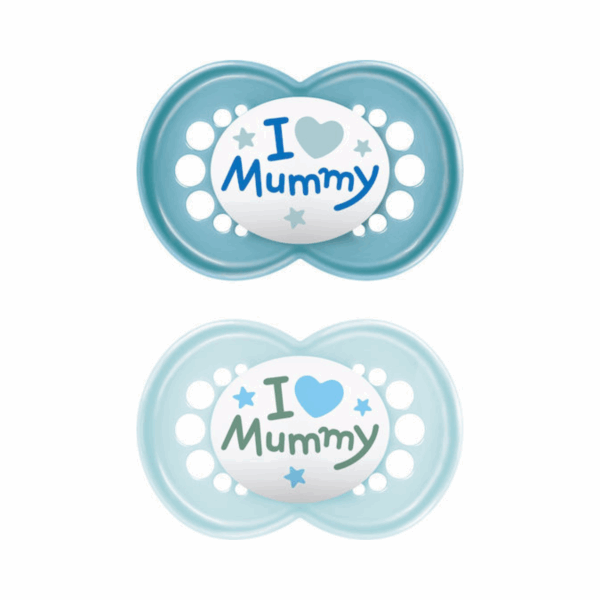 Mam Ορθοδοντικές Πιπίλες Σιλικόνης Ι Love Mummy Τιρκουάζ για 6-16 μηνών 2τμχ