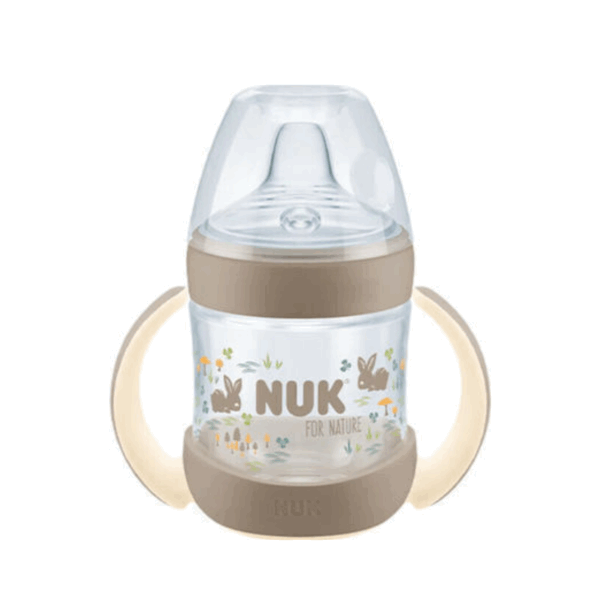 Nuk Nature Εκπαιδευτικό Μπιμπερό Πλαστικό με Λαβές Μπεζ για 6m+ 150ml