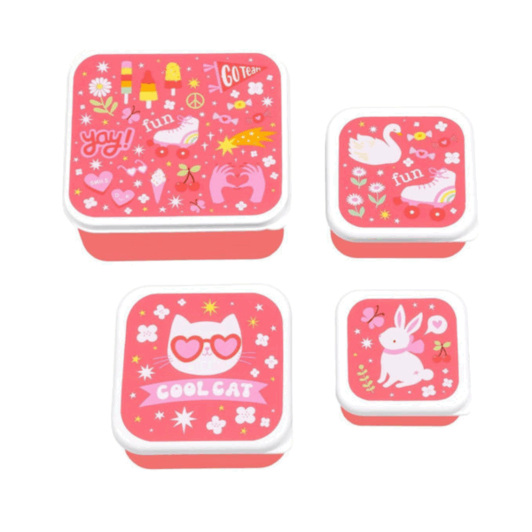 A little lovely company: Σετ 4 δοχεία φαγητού Lunch & Snack Box - Fun