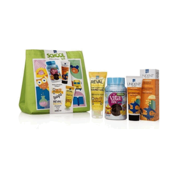 InterMed School Kit  Vitafix Immuno 60 Ζελεδάκια, Παιδική Οδοντόκρεμα Με Φθόριο 50ml, Παιδικό Αντισηπτικό Χεριών 30ml + ΔΩΡΟ Πράσινη Τσάντα