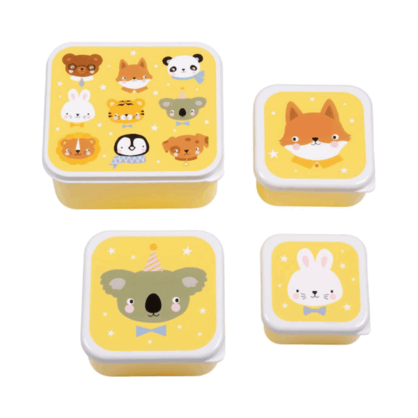 A little lovely company: Σετ 4 δοχεία φαγητού Lunch & Snack Box -Animal Friends