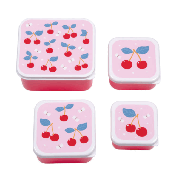 A little lovely company: Σετ 4 δοχεία φαγητού Lunch & Snack Box -Cherries