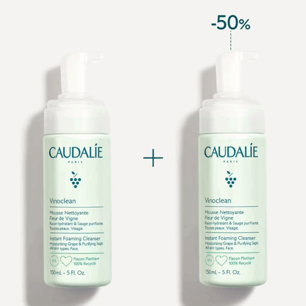 Caudalie Vinoclean Αφρός Καθαρισμού Προσώπου 2x150ml