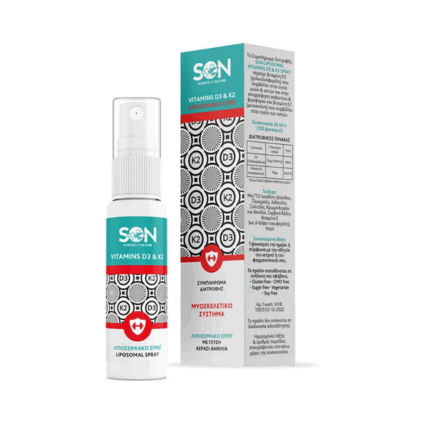 Son Science of Nature Vitamins D3 & K2 Liposomal Βιταμίνη Spray για Ενίσχυση του Ανοσοποιητικού & την Υγεία των Οστών Κεράσι Βανίλια 30ml