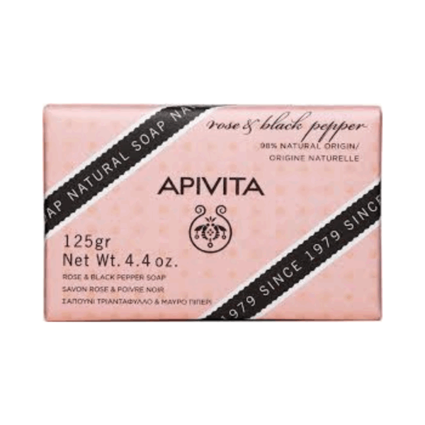 Apivita Natural Soap Σαπούνι Με Τριαντάφυλλο & Μαύρο Πιπέρι 125 Gr