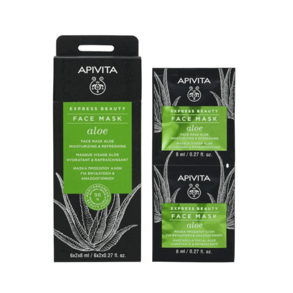 Apivita Express Beauty Aloe Μάσκα Προσώπου για Ενυδάτωση 2τμχ 8ml