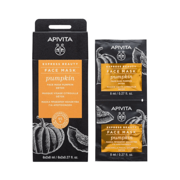 Apivita Express Beauty με Κολοκύθα Μάσκα Προσώπου για Αποτοξίνωση με Άργιλο 2τμχ 8ml