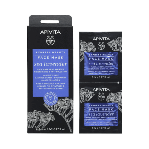 Apivita Express Beauty με Θαλάσσια Λεβάντα Μάσκα Προσώπου για Ενυδάτωση / Αποτοξίνωση 2τμχ 8ml