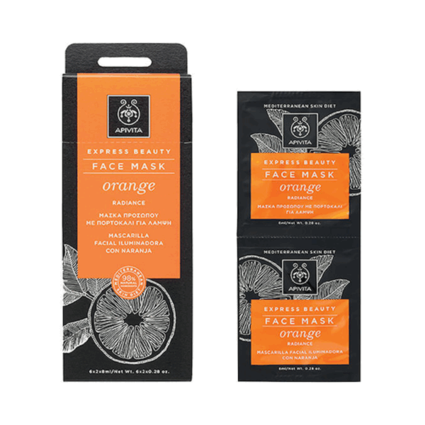 Apivita Express Beauty Orange Μάσκα Προσώπου για Λάμψη 2τμχ 8ml
