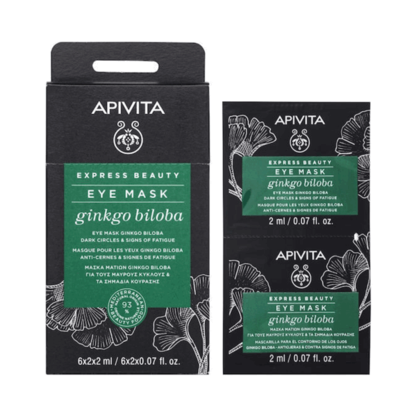 Apivita Express Beauty για Μαύρους Κύκλους & Σακούλες με Ginkgo Biloba Μάσκα Ματιών για Αναζωογόνηση 2τμχ 2ml
