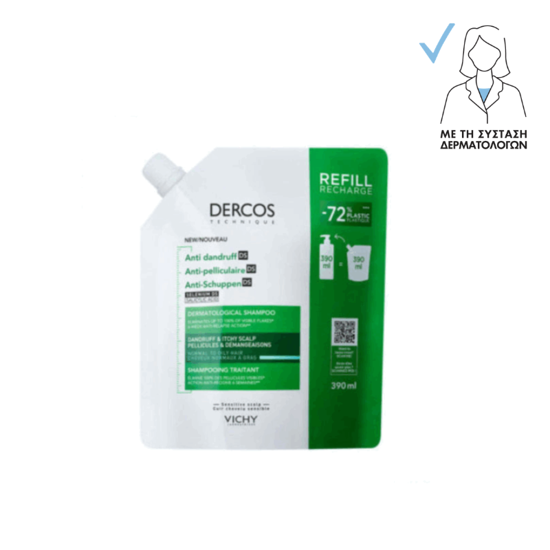Vichy Dercos Refill Σαμπουάν κατά της Πιτυρίδας για Κανονικά Μαλλιά 390ml