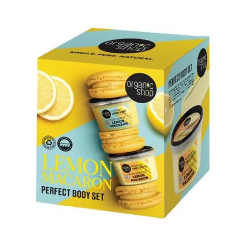 Body Set Body Scrub Lemon Macaron-απολεπιστικό Σώματος Λεμόνι 250ml & Body Souffle Lemon Macaron-γαλάκτωμα Σώματος Λεμόνι 250ml