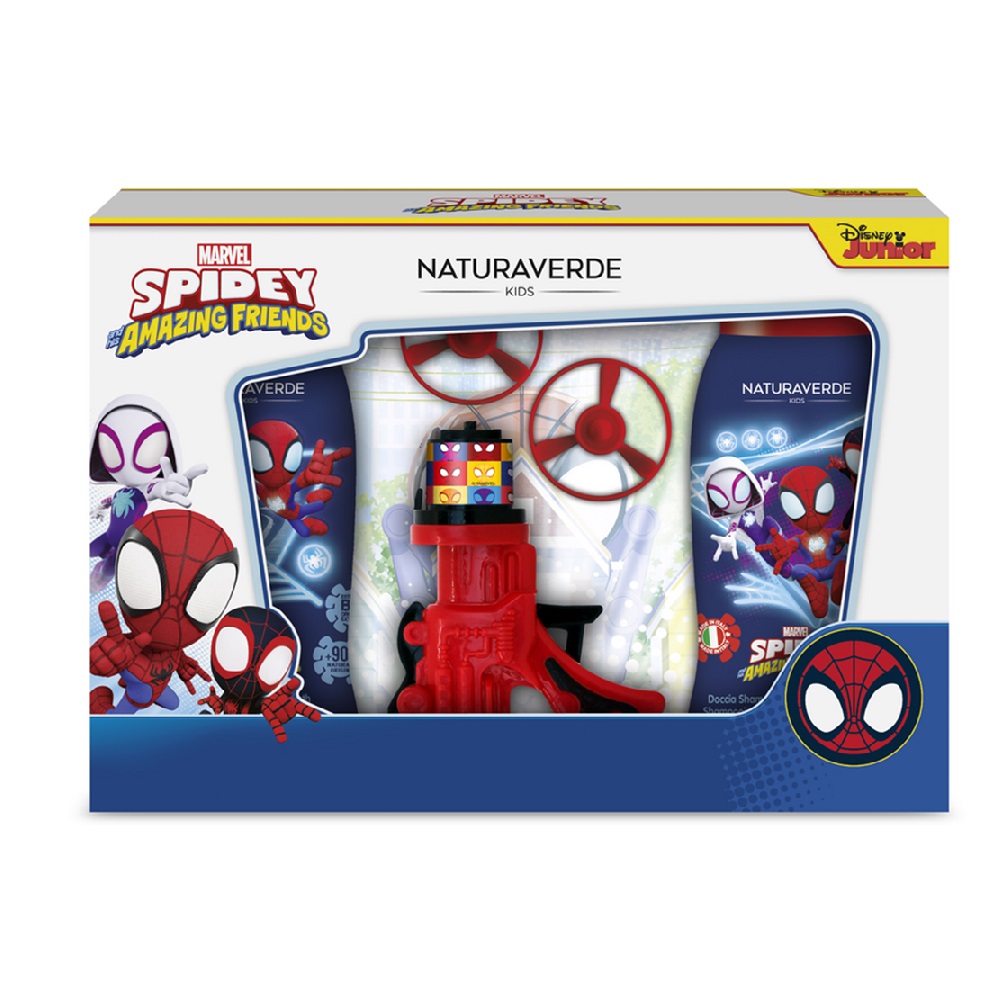 NaturaVerde Παιδικό Σετ Spiderman Αφρολουτρο 250ml + Σαμπουάν 250ml + Πιστόλι