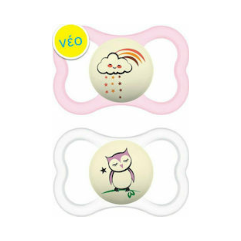 Mam Ορθοδοντικές Πιπίλες Σιλικόνης Νυκτός Supreme Night για 6-16 μηνών με Θήκη