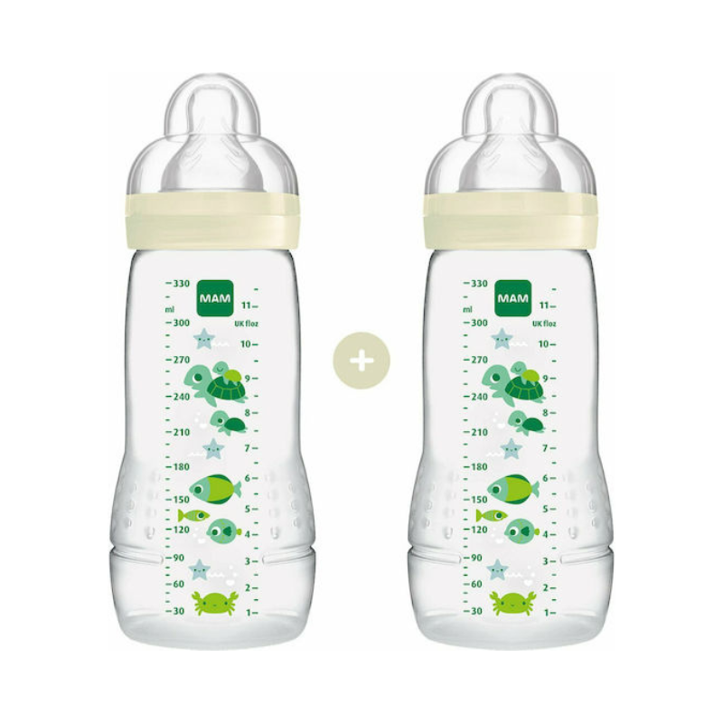 Mam Σετ Πλαστικά Μπιμπερό Easy Active 330ml 4+ μηνών 2τμχ Λευκό Fairy Tale