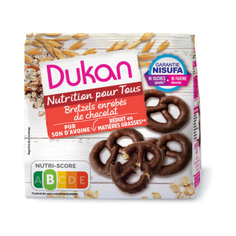 Dukan Μπισκότα Βρώμης Bretzels με Επικάλυψη Σοκολάτα Χωρίς Ζάχαρη 100gr