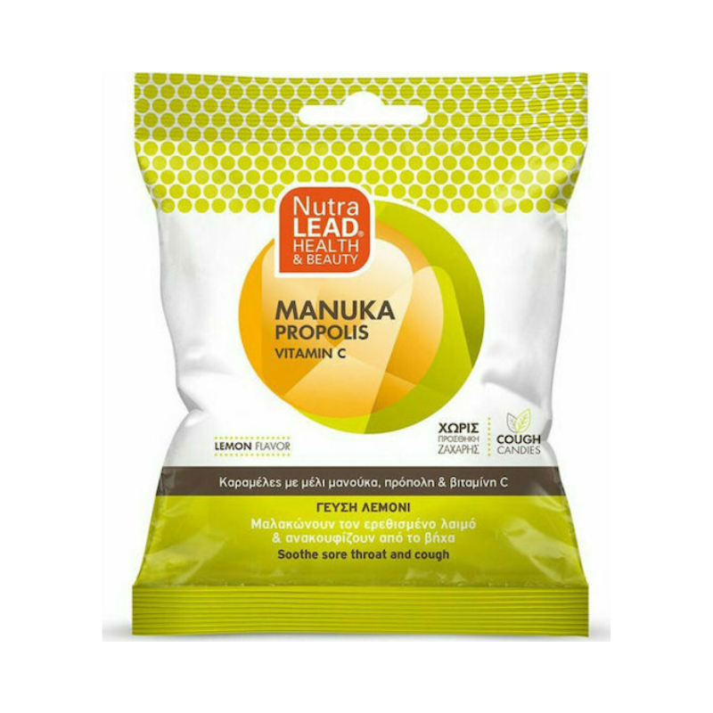 Pharmalead Cough Candies Manuka Propolis Vitamin C Καραμέλες χωρίς Γλουτένη Λεμόνι 40gr