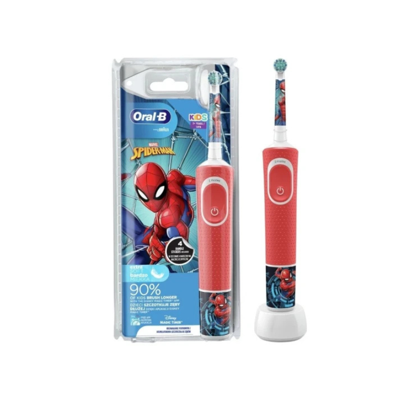 Oral-B Kids Ηλεκτρική Παιδική Οδοντόβουρτσα Spiderman 3+ με Χρονοδιακόπτη & Μαλακές Ίνες