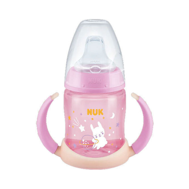 Nuk First Choice Night Εκπαιδευτικό Μπιμπερό Πλαστικό με Λαβές Ροζ 6m+ 150ml