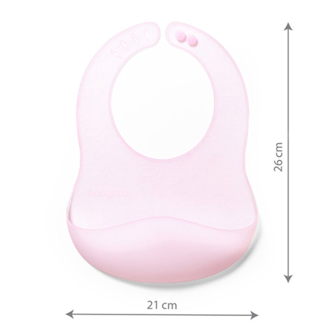 Babyono Σαλιάρα Σιλικόνης Μωρού με Ρυθμιζόμενο Κούμπωμα 4 Θέσεων Ροζ - Image 5