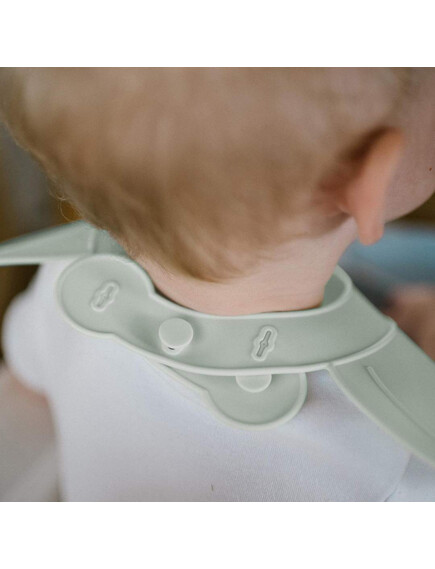 Babyono Σαλιάρα Σιλικόνης 100% Αδιάβροχη Baby (BPA Free) με Θήκη Τροφών 6+ μηνών Βεραμάν - Image 6