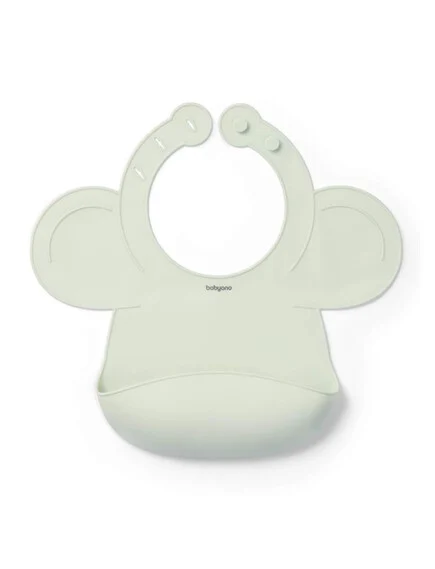 Babyono Σαλιάρα Σιλικόνης 100% Αδιάβροχη Baby (BPA Free) με Θήκη Τροφών 6+ μηνών Βεραμάν