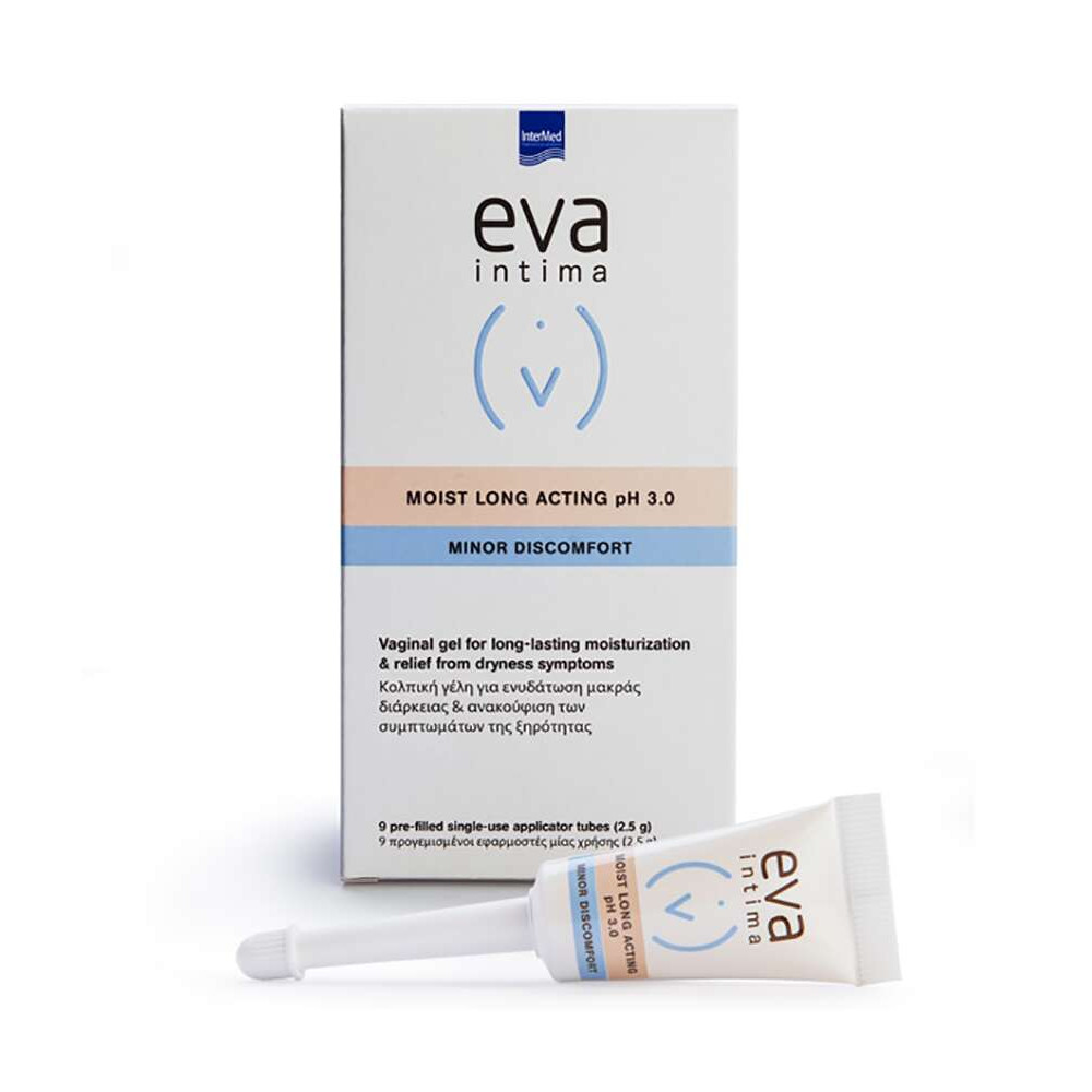Eva Intima Moist Long Acting Gel 9 Applicators Υγραντική γέλη μακράς διάρκειας δράσης για την ανακούφιση της ξηρότητας του κόλπου