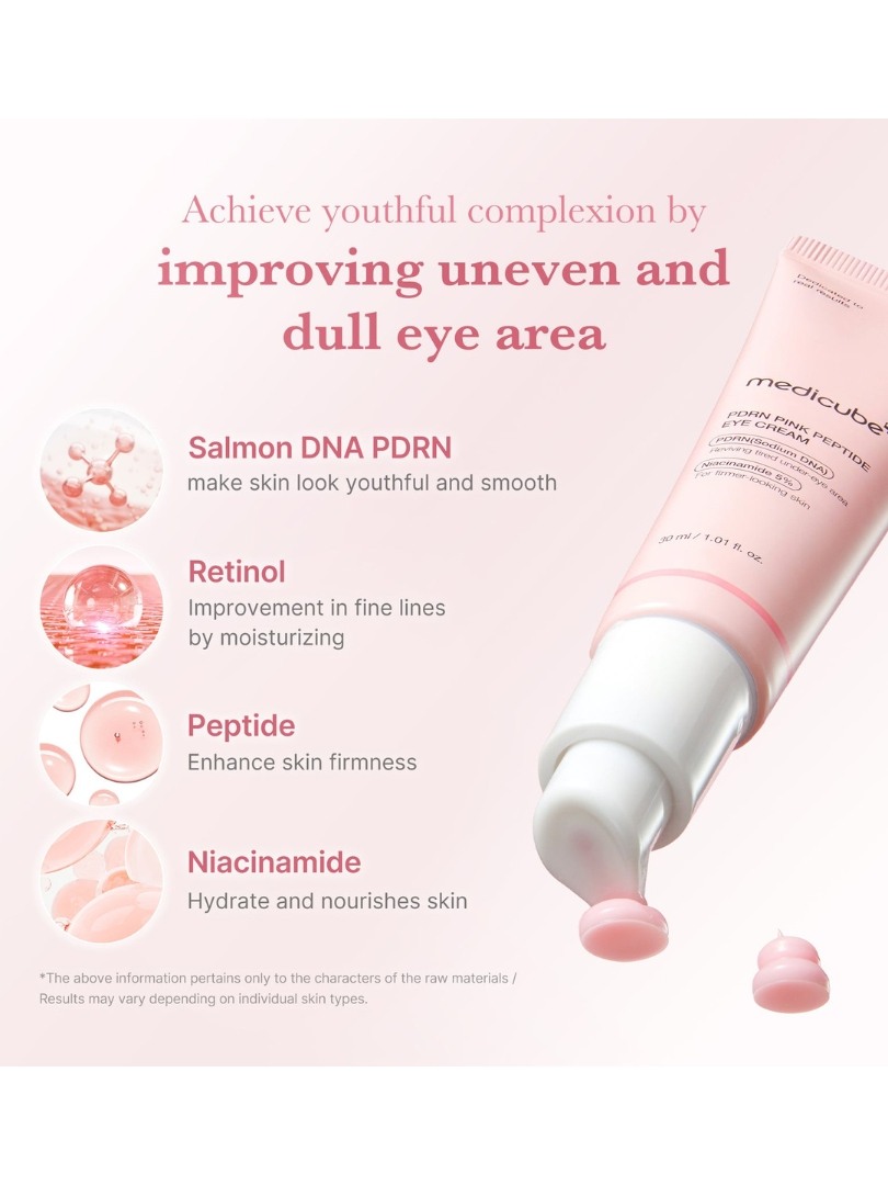 Medicube PDRN Pink Peptide Eye Cream Κρέμα Ματιών με Ρετινόλη & Πεπτίδια 30ml - Image 5