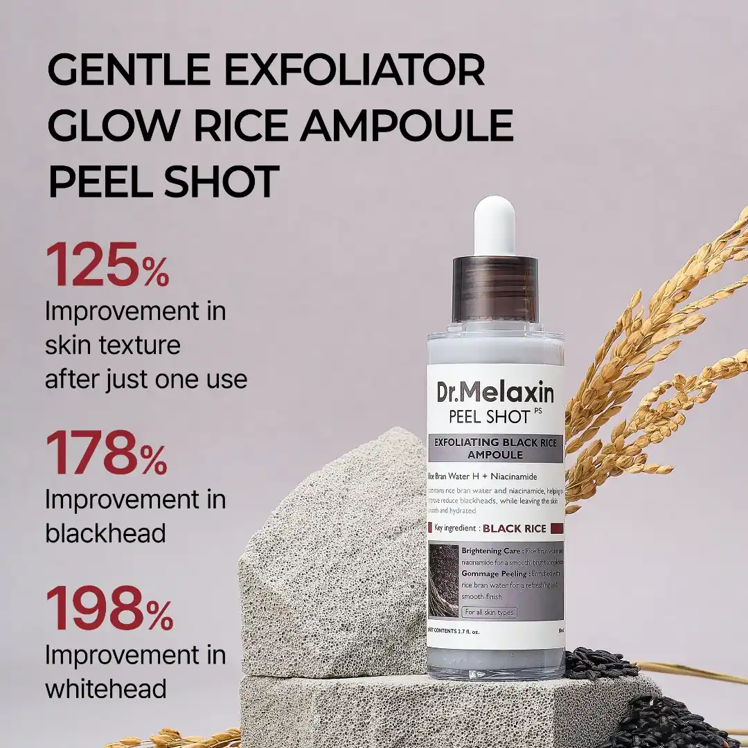 Dr.Melaxin Peel Shot Exfoliating Black Rice Ampoule Αμπούλα Απολέπισης & Λάμψης 80ml - Image 4
