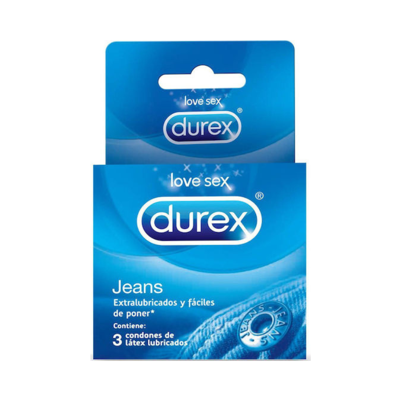 Durex Jeans Προφυλακτικά 3 τμχ – Easy-On, Λιπαντικό Σιλικόνης, Ονομαστικό Πλάτος 56mm