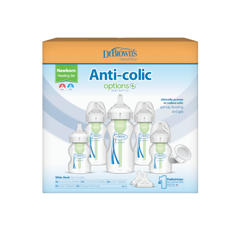 Dr. Brown's Μπιμπερό Σετ Δώρου Πλαστικό Με Φαρδύ Λαιμό OPTIONS+ 0+ μηνών 5τμχ