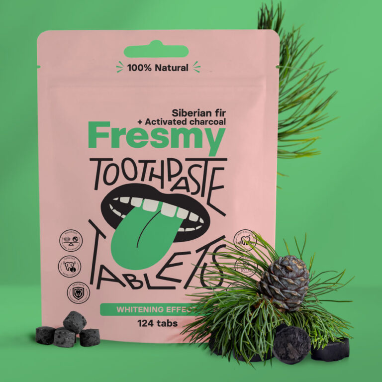 Fresmy Οδοντόκρεμα με έλατο Σιβηρίας και ενεργό άνθρακα, δισκία 124 τεμαχίων