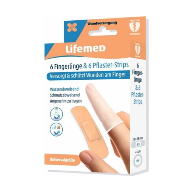 Lifemed Αυτοκόλλητα Επιθέματα για Μικροτραύματα με Προστατευτικό Γαντάκι (6+6 τεμ.)