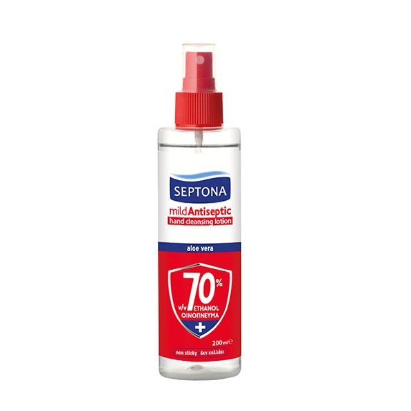 Septona Mild Antiseptic Lotion με Αλόη & Πανθενόλη 70% Αλκοόλη | Αντισηπτικό Χεριών 200ml