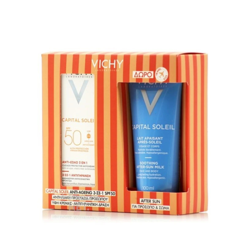 Vichy Capital Soleil Anti-Age SPF50 Αντηλιακή Κρέμα Προσώπου 50ml & Δώρο After Sun 100ml Σετ