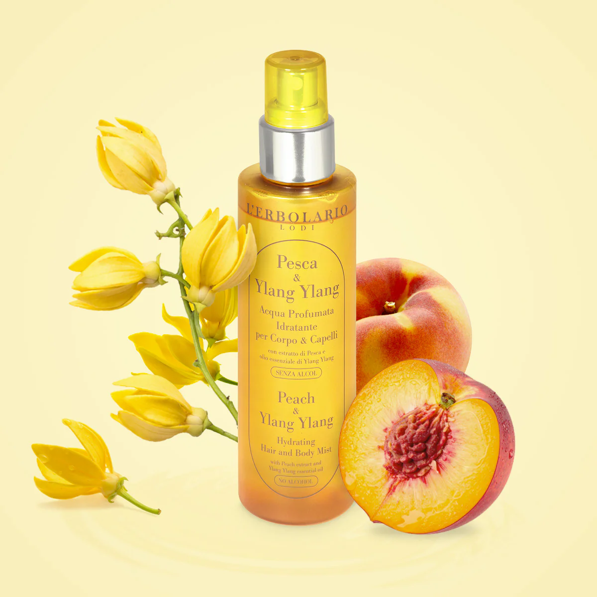 L'Erbolario Peach & Ylang-Ylang Hair & Body Fragrance Mist 150ml - Image 2