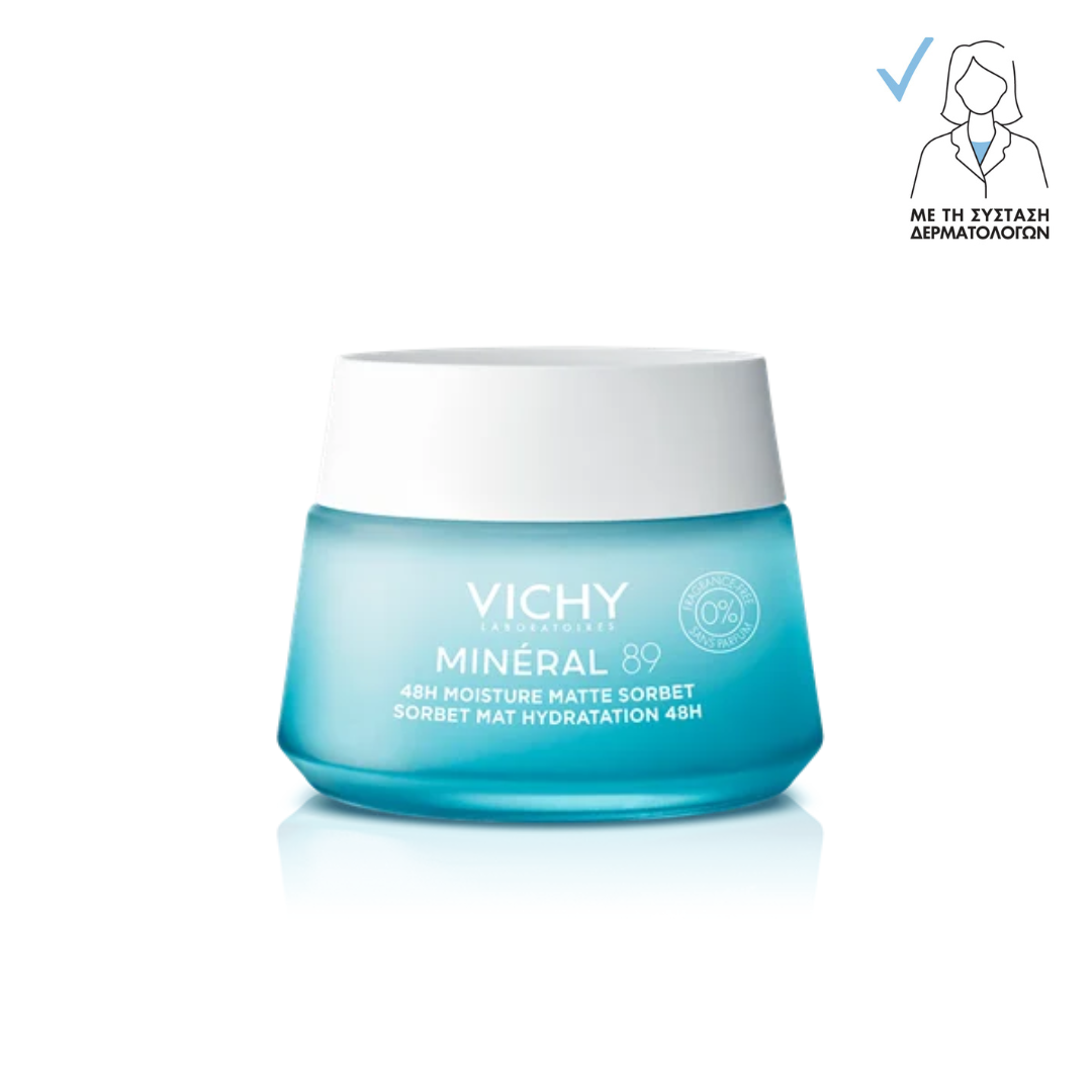 Vichy Minéral 89 48H Moisture Matte Sorbet – Ενυδατική Κρέμα Gel 48 Ωρών με Ματ Αποτέλεσμα 50ml