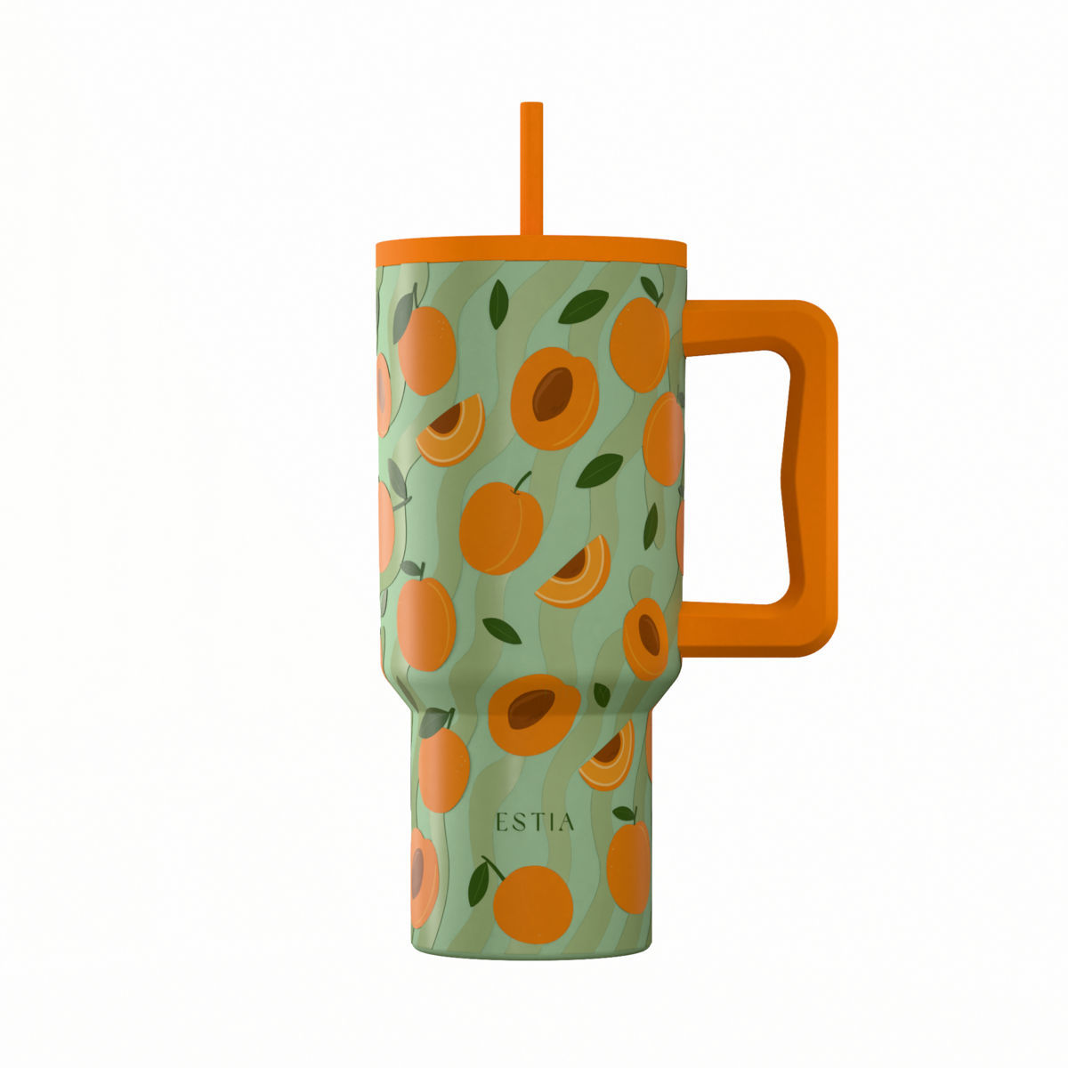 Estia Θερμός Straw Tumbler XL Save The Aegean 900ml Peach Garden