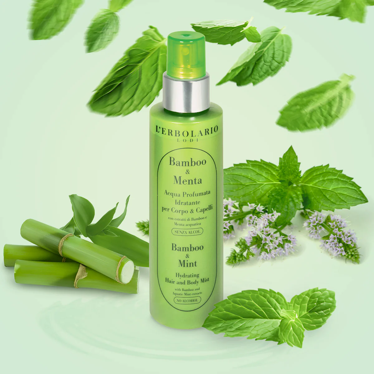 L'Erbolario Hair & Mist Acqua Profumata Idratante Bamboo & Menta 150ml