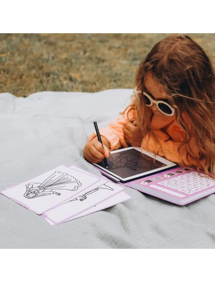 KIDYDRAW-MINI Φορητό LCD Tablet Ζωγραφικής 8.2’’ με 30 Σχέδια για Παιδιά 4+ Princess Ροζ - Image 4