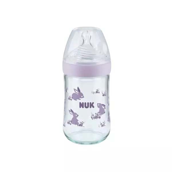 NUK Nature Sense Γυάλινο Μπιμπερό 240ml με Θηλή Σιλικόνης M